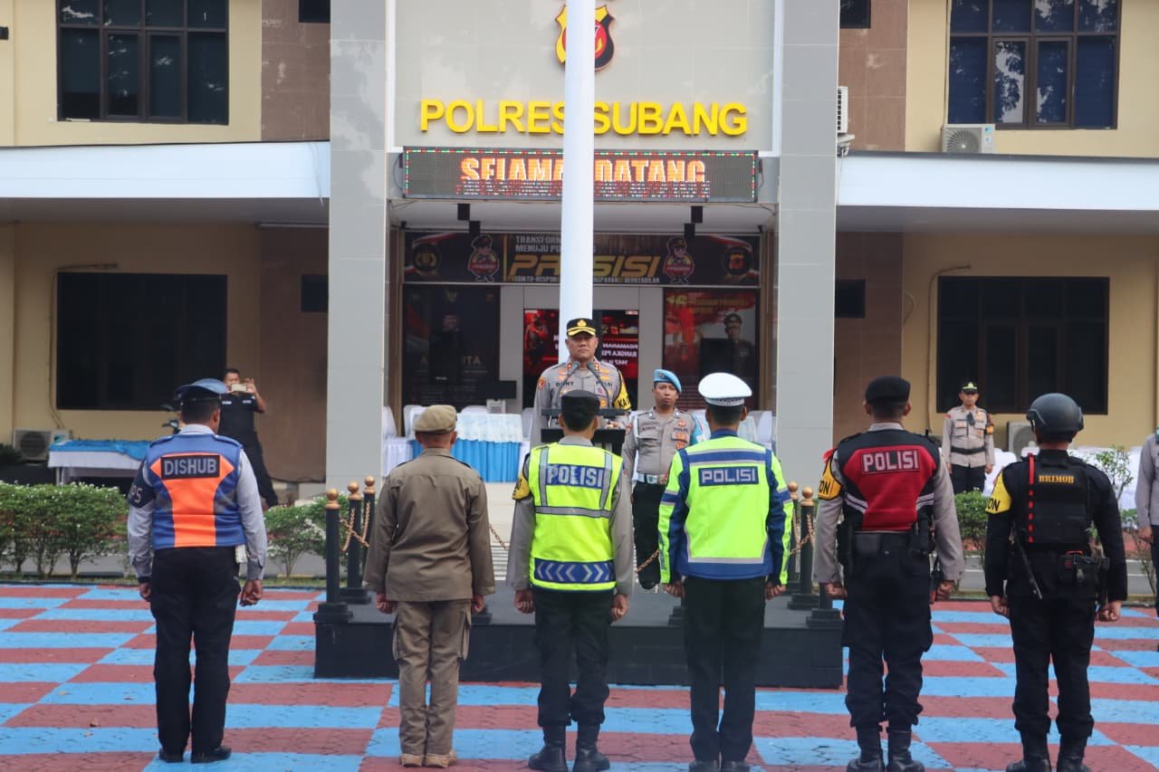 Polres Subang Gelar Apel Pengamanan Malam Takbiran Idul Fitri 1447 H